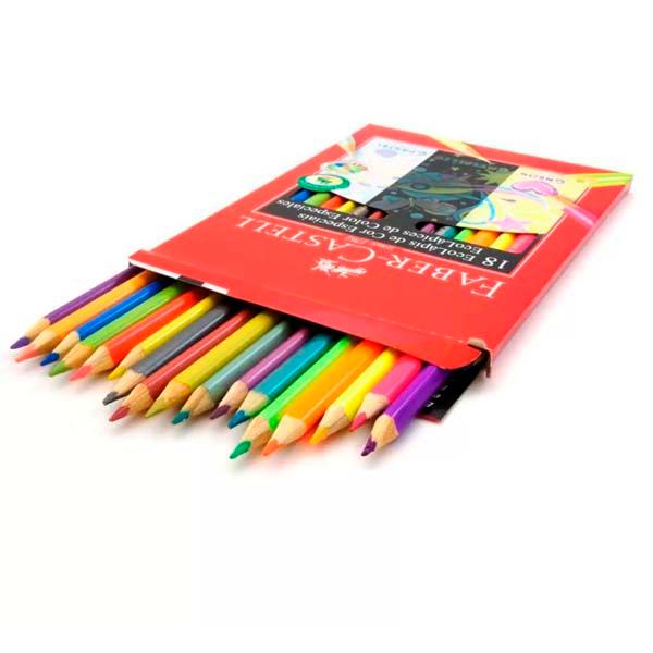 Faber-Castell Estuche de Metal 11 Lápices Colores Jumbo Grip Neon