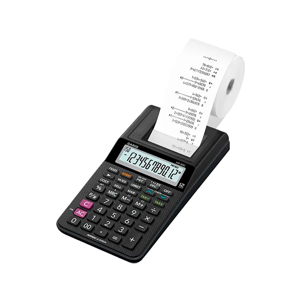 CALCULADORA DE IMPRESIÓN COMPACTA CASIO (MODELO HR-8TM-BK)-VISTA-1